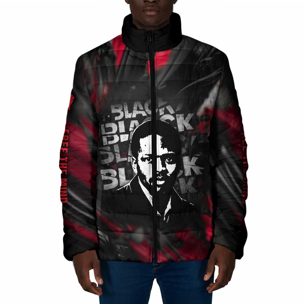 Steve Biko Padded Jacket with Black Consciousness Portrait, Power Fist Symbol and Red-Black Freedom - African Pride