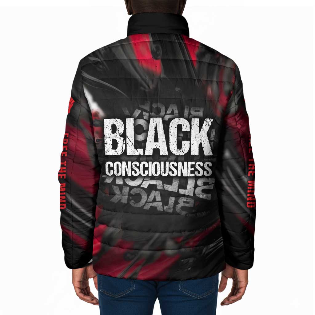 Steve Biko Padded Jacket with Black Consciousness Portrait, Power Fist Symbol and Red-Black Freedom - African Pride