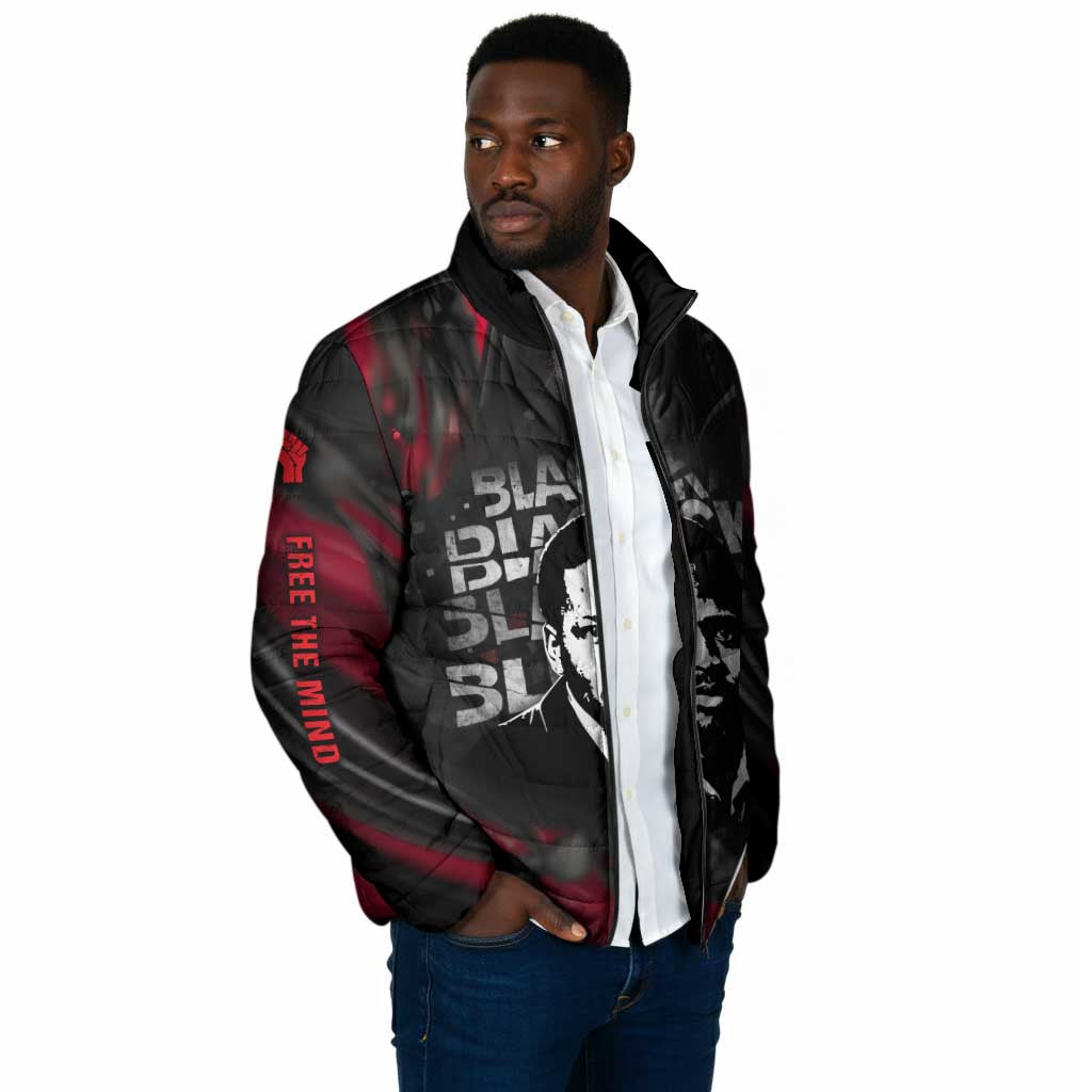 Steve Biko Padded Jacket with Black Consciousness Portrait, Power Fist Symbol and Red-Black Freedom - African Pride