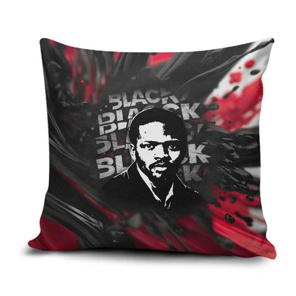 Steve Biko Pillow Cover with Black Consciousness Portrait, Power Fist Symbol and Red-Black Freedom - African Pride