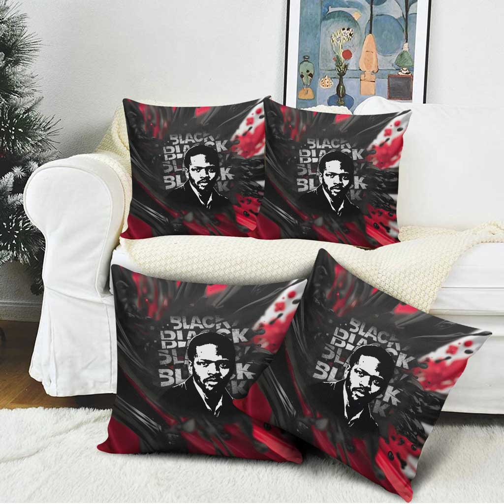 Steve Biko Pillow Cover with Black Consciousness Portrait, Power Fist Symbol and Red-Black Freedom - African Pride