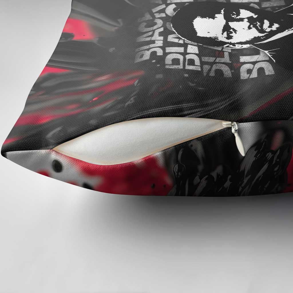 Steve Biko Pillow Cover with Black Consciousness Portrait, Power Fist Symbol and Red-Black Freedom - African Pride