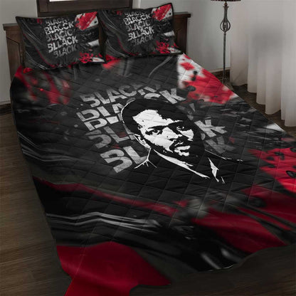 Steve Biko Quilt Bed Set with Black Consciousness Portrait, Power Fist Symbol and Red-Black Freedom - African Pride