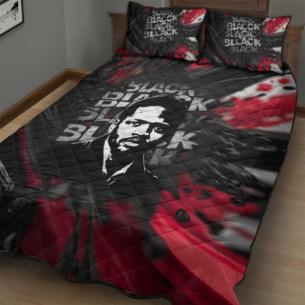 Steve Biko Quilt Bed Set with Black Consciousness Portrait, Power Fist Symbol and Red-Black Freedom - African Pride