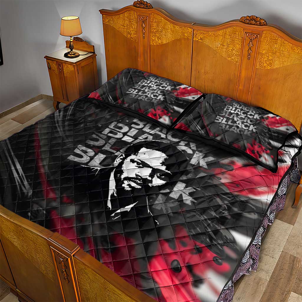 Steve Biko Quilt Bed Set with Black Consciousness Portrait, Power Fist Symbol and Red-Black Freedom - African Pride