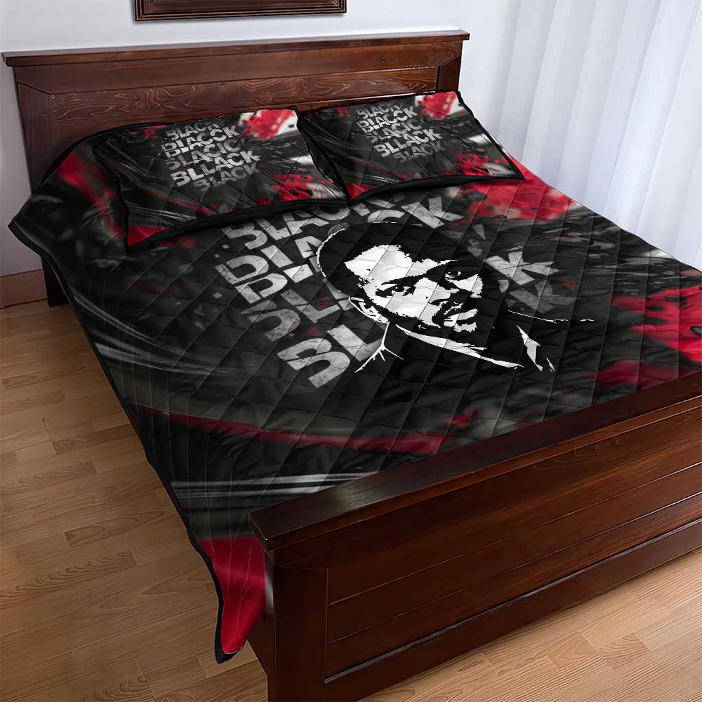 Steve Biko Quilt Bed Set with Black Consciousness Portrait, Power Fist Symbol and Red-Black Freedom - African Pride