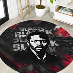 Steve Biko Round Carpet with Black Consciousness Portrait, Power Fist Symbol and Red-Black Freedom - African Pride