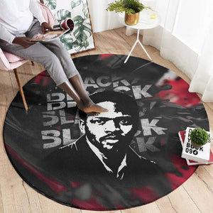 Steve Biko Round Carpet with Black Consciousness Portrait, Power Fist Symbol and Red-Black Freedom - African Pride