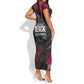 Steve Biko Short Sleeve Bodycon Dress with Black Consciousness Portrait, Power Fist Symbol and Red-Black Freedom - African Pride