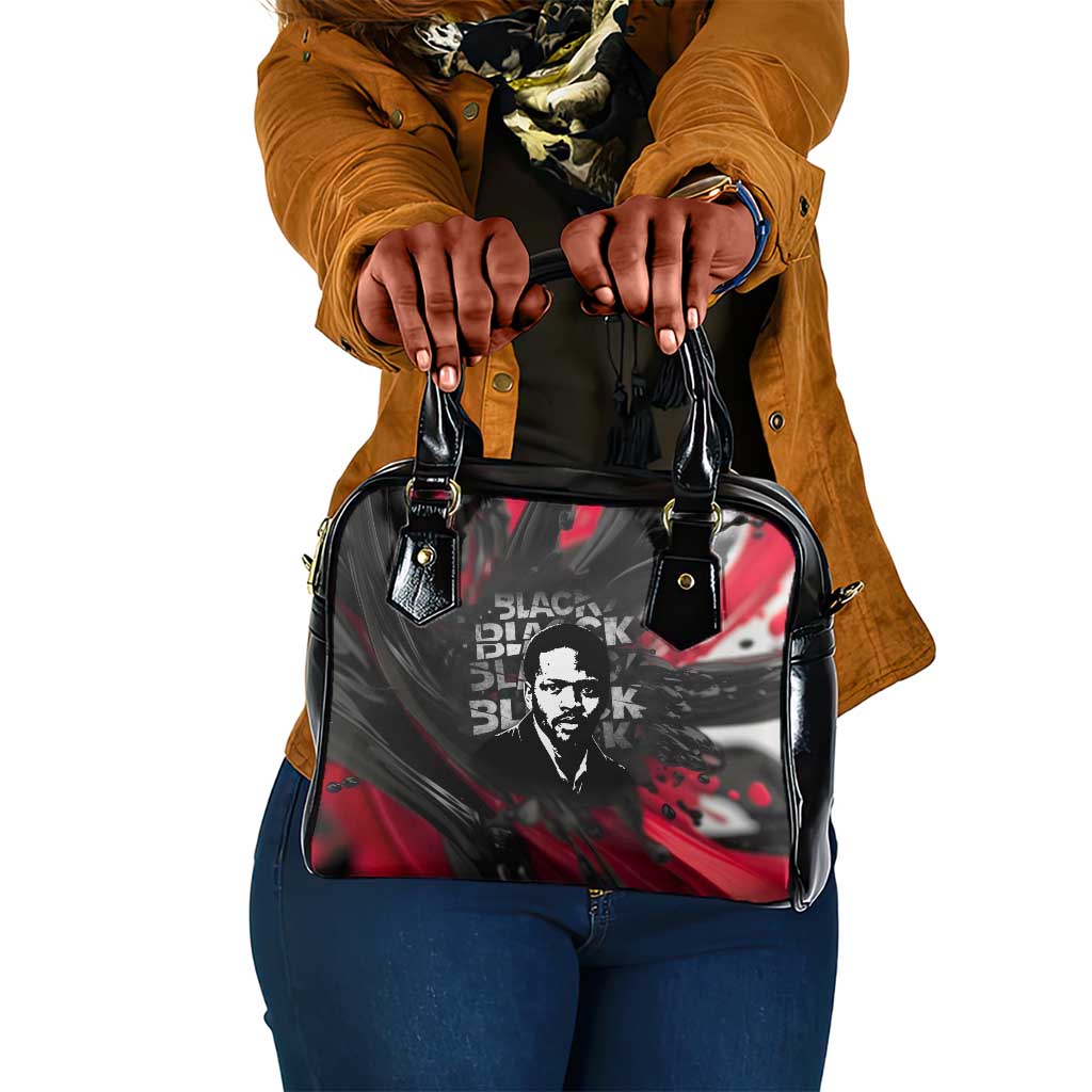Steve Biko Shoulder Handbag with Black Consciousness Portrait, Power Fist Symbol and Red-Black Freedom - African Pride