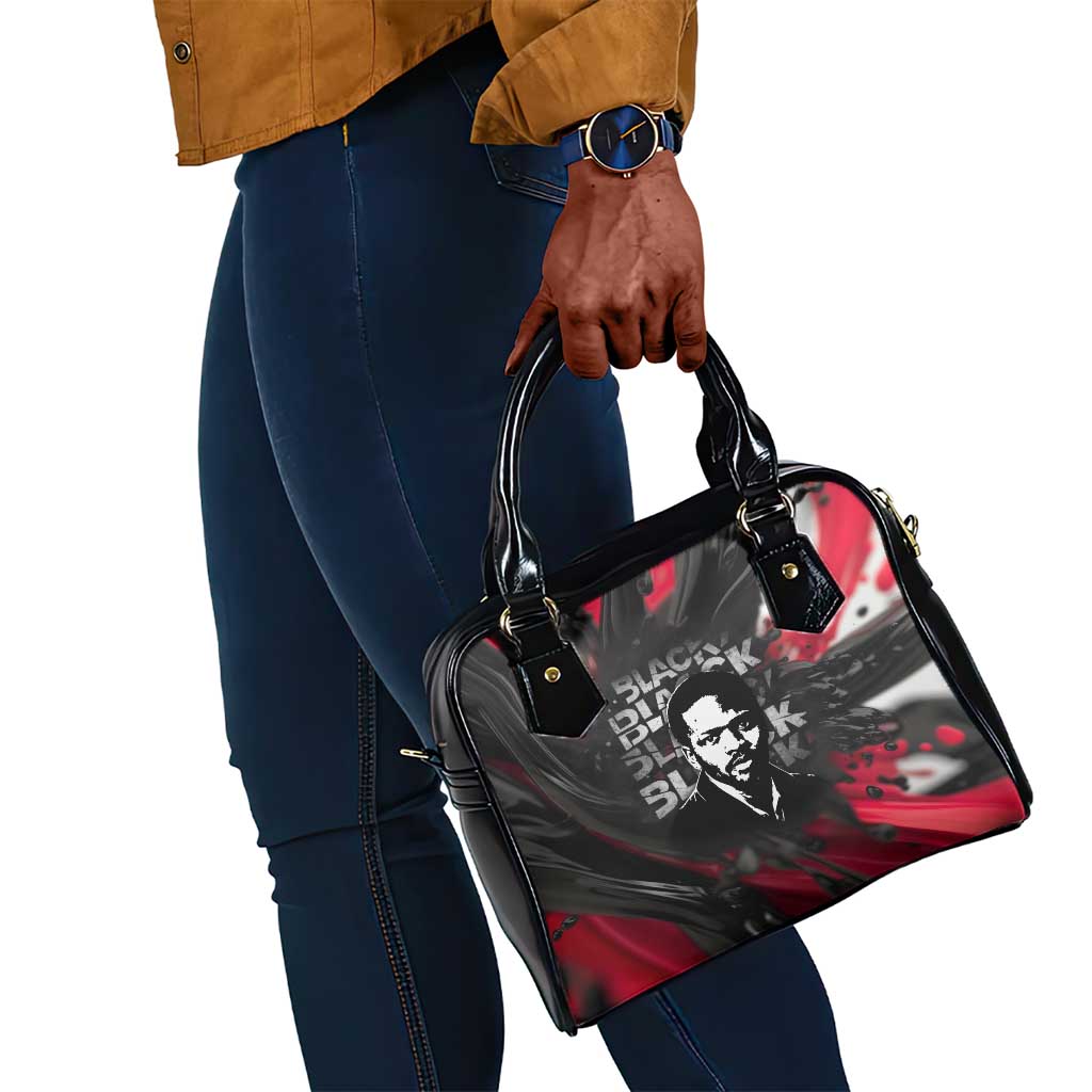 Steve Biko Shoulder Handbag with Black Consciousness Portrait, Power Fist Symbol and Red-Black Freedom - African Pride
