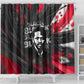 Steve Biko Shower Curtain with Black Consciousness Portrait, Power Fist Symbol and Red-Black Freedom - African Pride