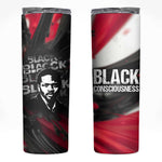 Steve Biko Skinny Tumbler with Black Consciousness Portrait, Power Fist Symbol and Red-Black Freedom - African Pride