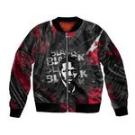 Steve Biko Sleeve Zip Bomber Jacket with Black Consciousness Portrait, Power Fist Symbol and Red-Black Freedom - African Pride