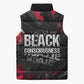 Steve Biko Sleeveless Puffer Jacket with Black Consciousness Portrait, Power Fist Symbol and Red-Black Freedom - African Pride