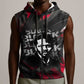 Steve Biko Sleeveless Zip Hoodie with Black Consciousness Portrait, Power Fist Symbol and Red-Black Freedom - African Pride
