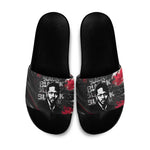 Steve Biko Slide Sandals with Black Consciousness Portrait, Power Fist Symbol and Red-Black Freedom - African Pride