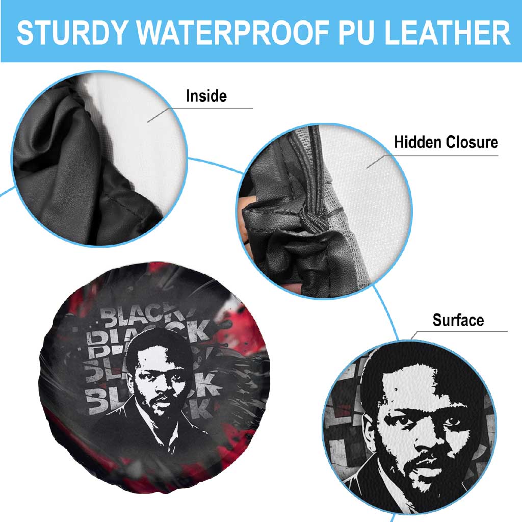 Steve Biko Spare Tire Cover with Black Consciousness Portrait, Power Fist Symbol and Red-Black Freedom - African Pride