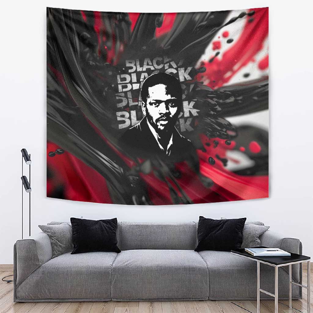 Steve Biko Tapestry with Black Consciousness Portrait, Power Fist Symbol and Red-Black Freedom - African Pride
