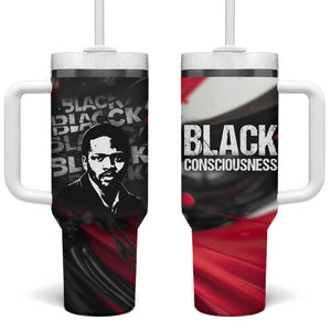 Steve Biko Tumbler With Handle with Black Consciousness Portrait, Power Fist Symbol and Red-Black Freedom - African Pride