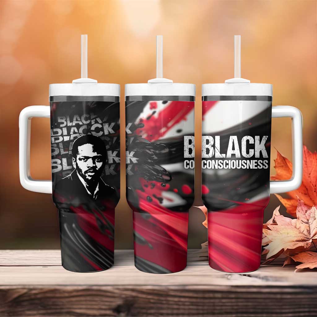 Steve Biko Tumbler With Handle with Black Consciousness Portrait, Power Fist Symbol and Red-Black Freedom - African Pride