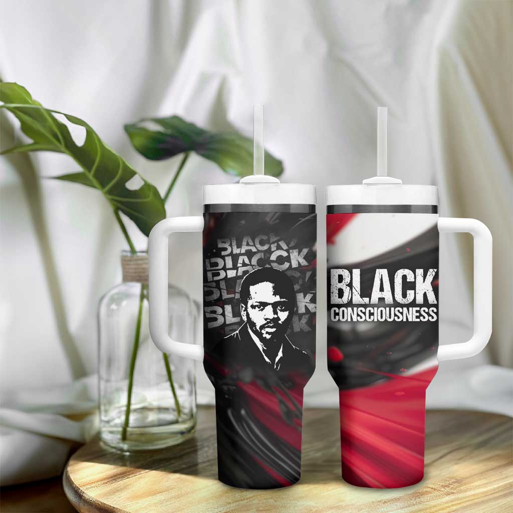 Steve Biko Tumbler With Handle with Black Consciousness Portrait, Power Fist Symbol and Red-Black Freedom - African Pride