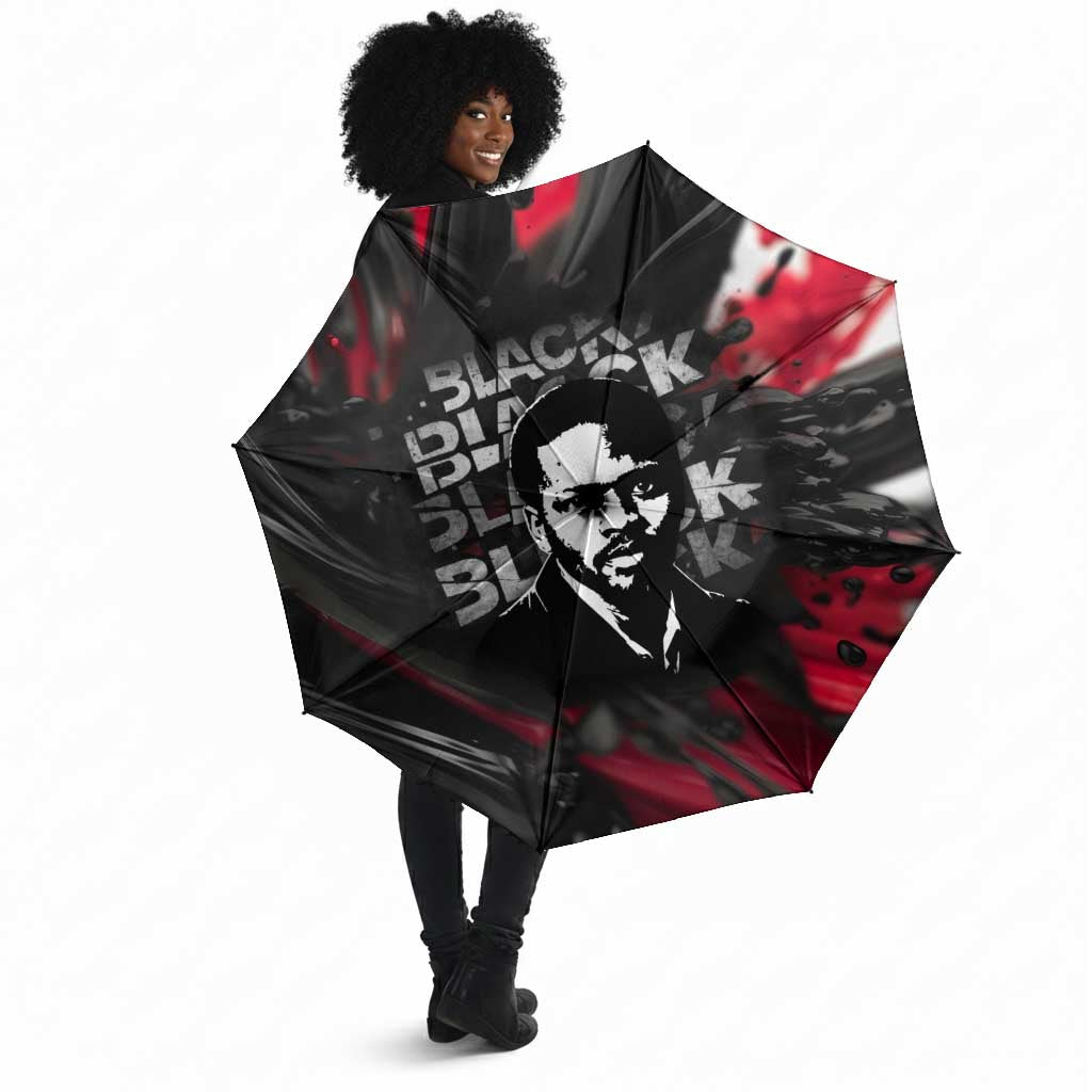 Steve Biko Umbrella with Black Consciousness Portrait, Power Fist Symbol and Red-Black Freedom - African Pride