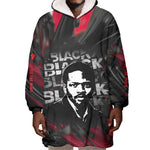 Steve Biko Wearable Blanket Hoodie with Black Consciousness Portrait, Power Fist Symbol and Red-Black Freedom - African Pride