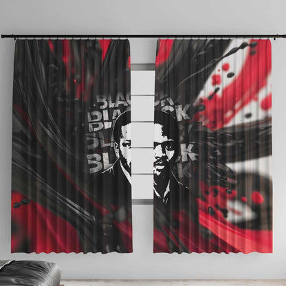 Steve Biko Window Curtain with Black Consciousness Portrait, Power Fist Symbol and Red-Black Freedom - African Pride