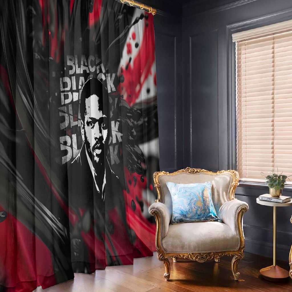 Steve Biko Window Curtain with Black Consciousness Portrait, Power Fist Symbol and Red-Black Freedom - African Pride