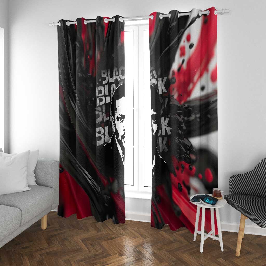 Steve Biko Window Curtain with Black Consciousness Portrait, Power Fist Symbol and Red-Black Freedom - African Pride