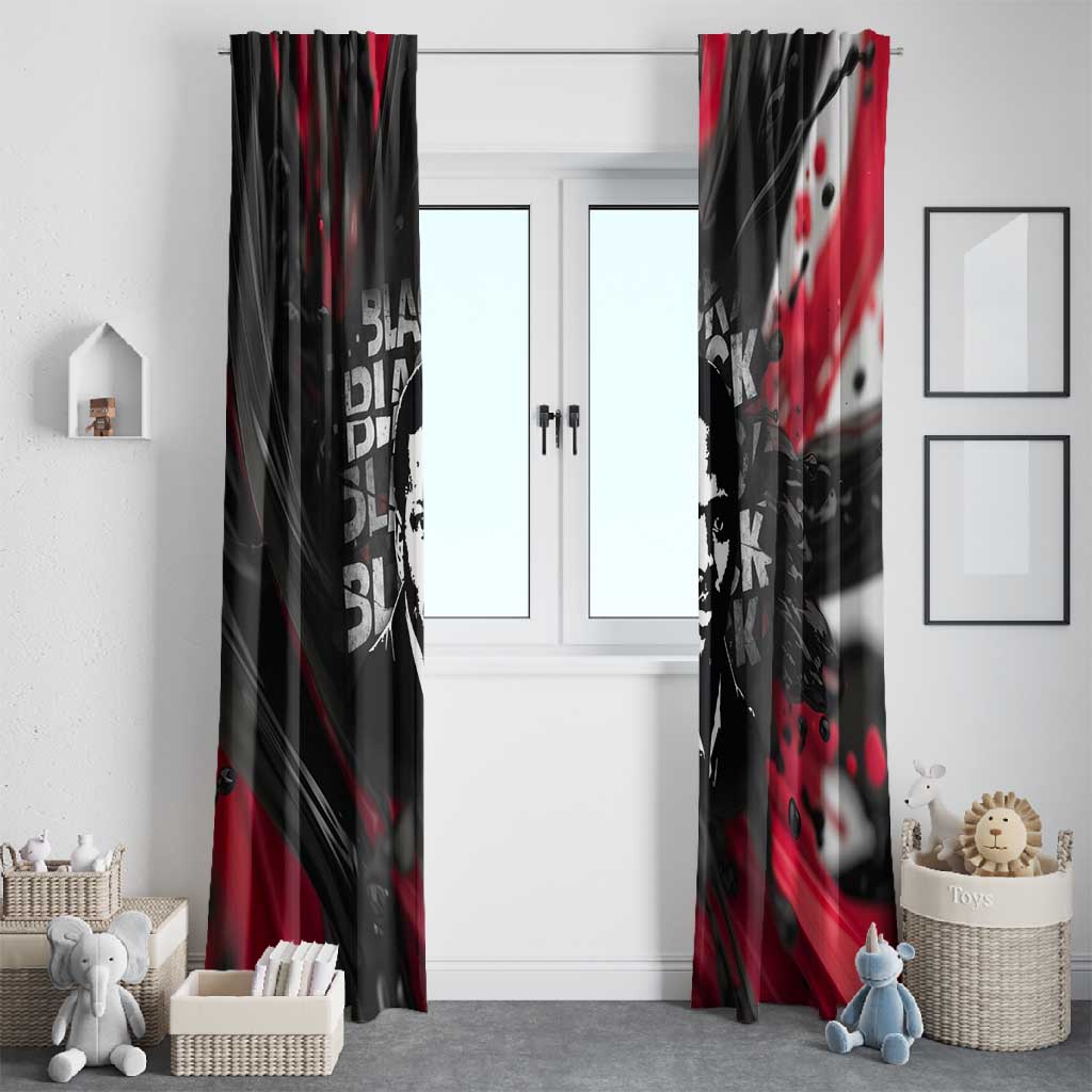Steve Biko Window Curtain with Black Consciousness Portrait, Power Fist Symbol and Red-Black Freedom - African Pride