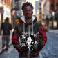 Steve Biko Zip Hoodie with Black Consciousness Portrait, Power Fist Symbol and Red-Black Freedom - African Pride