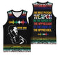 Steve Biko Basketball Jersey with Microphone Portrait, Black Consciousness Quote and Vibrant Ethnic Wave - African Pride