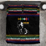 Steve Biko Bedding Set with Microphone Portrait, Black Consciousness Quote and Vibrant Ethnic Wave - African Pride