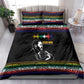 Steve Biko Bedding Set with Microphone Portrait, Black Consciousness Quote and Vibrant Ethnic Wave - African Pride