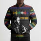 Steve Biko Bomber Puffer Jacket with Microphone Portrait, Black Consciousness Quote and Vibrant Ethnic Wave - African Pride