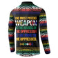 Steve Biko Button Sweatshirt with Microphone Portrait, Black Consciousness Quote and Vibrant Ethnic Wave
