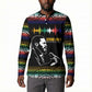 Steve Biko Button Sweatshirt with Microphone Portrait, Black Consciousness Quote and Vibrant Ethnic Wave