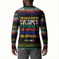 Steve Biko Button Sweatshirt with Microphone Portrait, Black Consciousness Quote and Vibrant Ethnic Wave