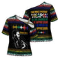 Steve Biko Cross Shoulder Shirt with Microphone Portrait, Black Consciousness Quote and Vibrant Ethnic Wave - African Pride