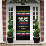 Steve Biko Door Cover with Microphone Portrait, Black Consciousness Quote and Vibrant Ethnic Wave - African Pride