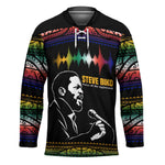 Steve Biko Hockey Jersey with Microphone Portrait, Black Consciousness Quote and Vibrant Ethnic Wave - African Pride