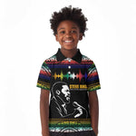 Steve Biko Kid Polo Shirt with Microphone Portrait, Black Consciousness Quote and Vibrant Ethnic Wave - African Pride