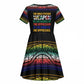 Steve Biko Kid Short Sleeve Dress with Microphone Portrait, Black Consciousness Quote and Vibrant Ethnic Wave - African Pride