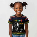 Steve Biko Kid T shirt with Microphone Portrait, Black Consciousness Quote and Vibrant Ethnic Wave - African Pride