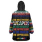 Steve Biko Kid Wearable Blanket Hoodie with Microphone Portrait, Black Consciousness Quote and Vibrant Ethnic Wave - African Pride