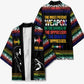 Steve Biko Kimono with Microphone Portrait, Black Consciousness Quote and Vibrant Ethnic Wave - African Pride