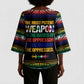 Steve Biko Kimono Sleeve Blouse with Microphone Portrait, Black Consciousness Quote and Vibrant Ethnic Wave - African Pride