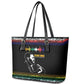 Steve Biko Leather Tote Bag with Microphone Portrait, Black Consciousness Quote and Vibrant Ethnic Wave - African Pride